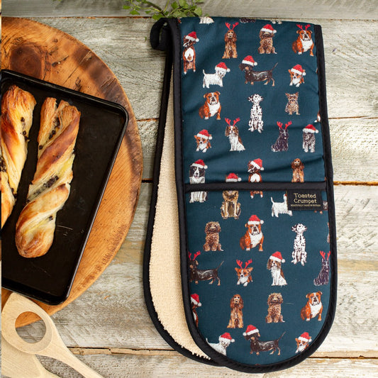 Christmas Dogs (Noir) Cotton Double Oven Glove