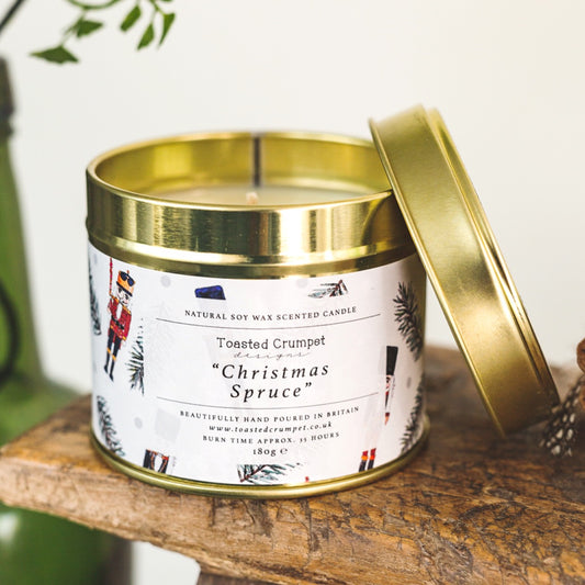Christmas Spruce Candle in a Matt Gold Tin