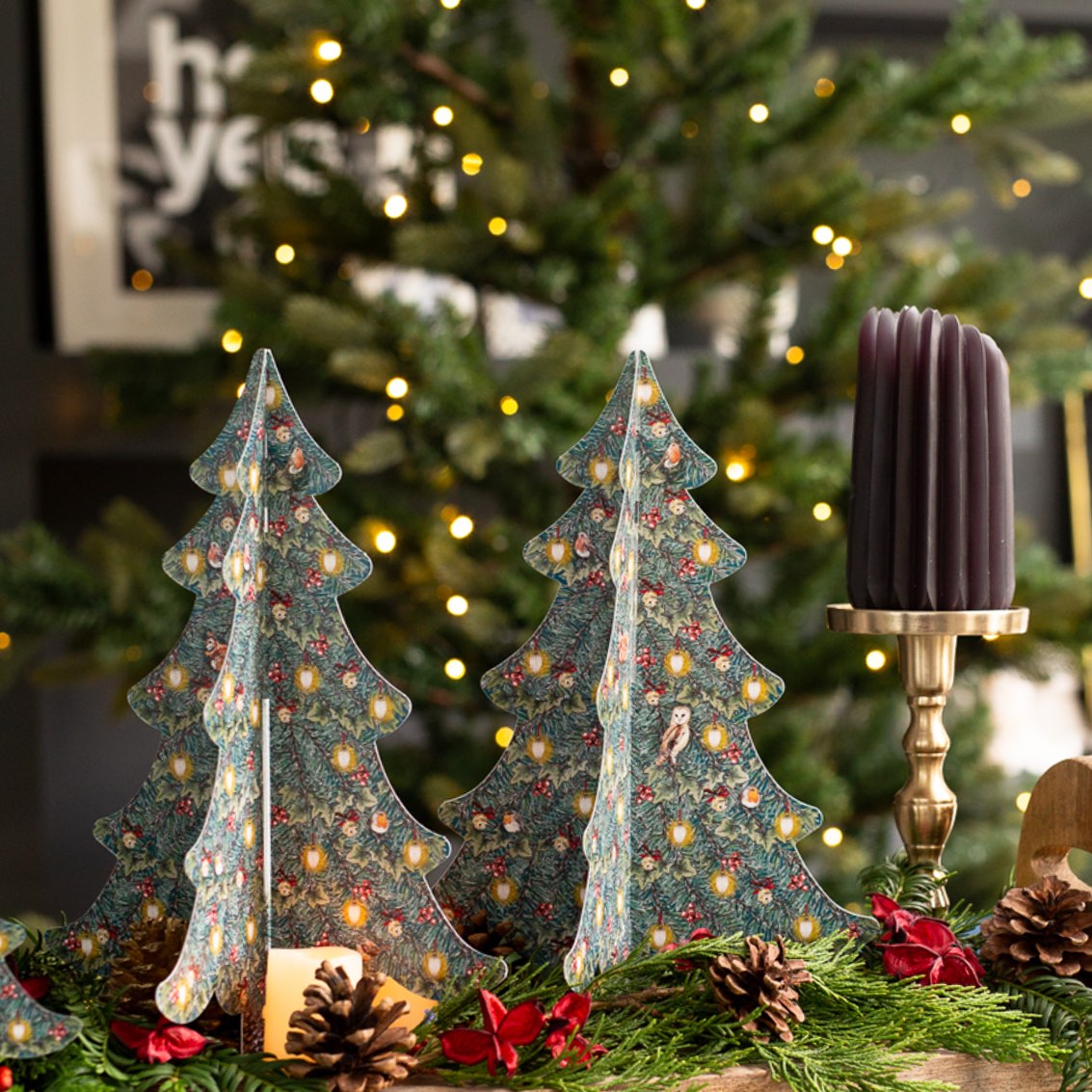 Set of 4 Christmas Tree Forest Table Decorations