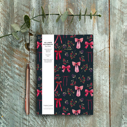 Bow & Berries (Noir) A5 Chunky Notebook (available for dispatch from August 2025)