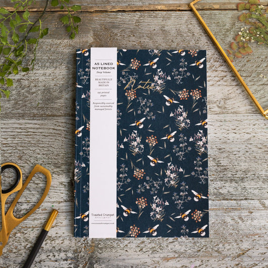 Bee & Honeysuckle (Noir) A5 Chunky Notebook