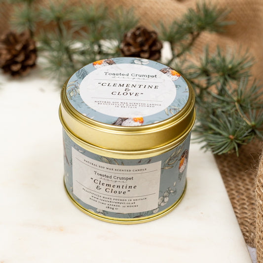 Clementine & Clove Candle in a Matt Gold Tin