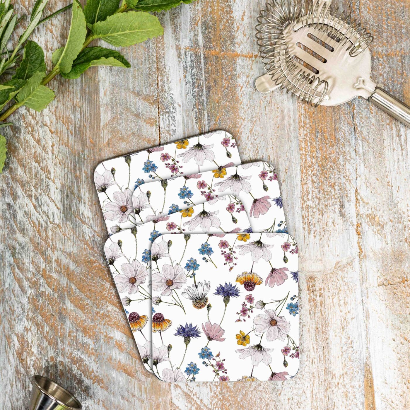 The Regency Gardens (Pure) Set of 4 Coasters