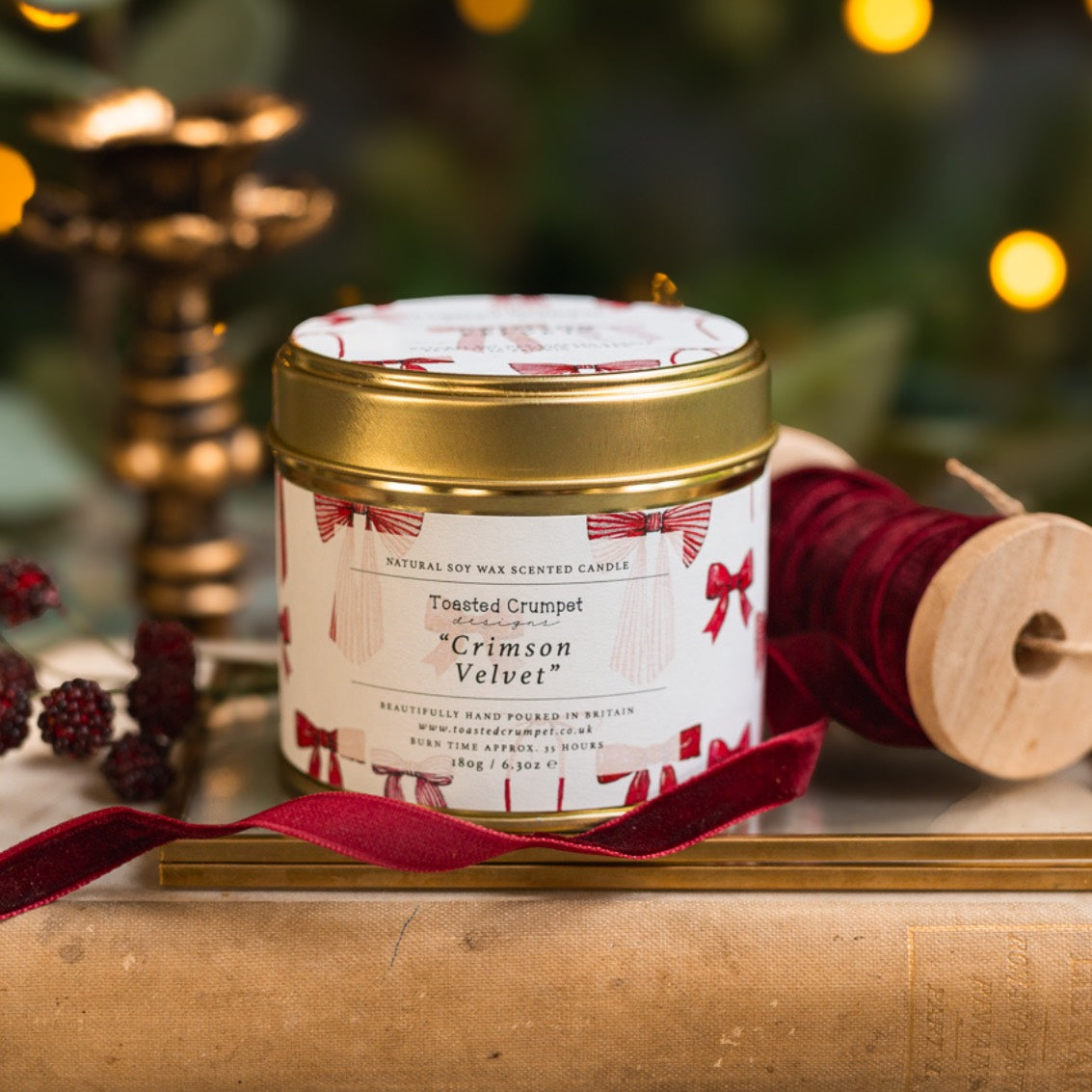Crimson Velvet Candle in a Matt Gold Tin (available for dispatch from August 2025)