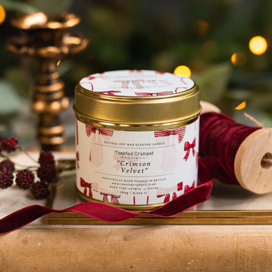 Crimson Velvet Candle in a Matt Gold Tin (available for dispatch from August 2025)