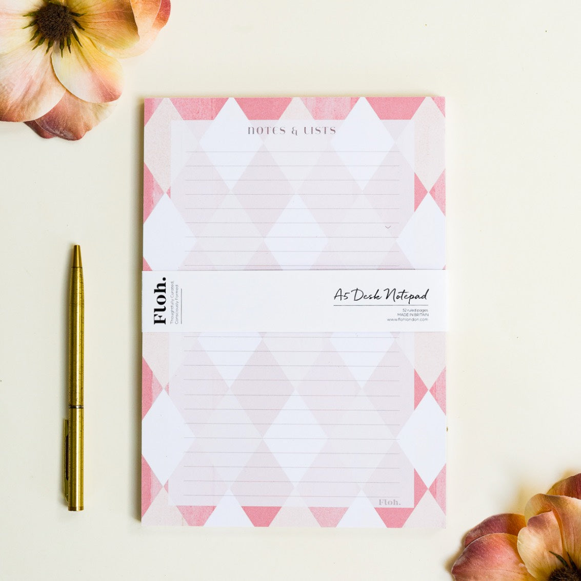 NEW! Ballet Pink & Rose (Harlequin) A5 Desk Pad