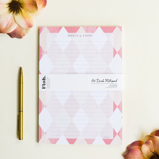 NEW! Ballet Pink & Rose (Harlequin) A5 Desk Pad