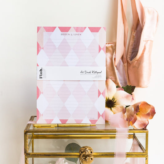 NEW! Ballet Pink & Rose (Harlequin) A5 Desk Pad
