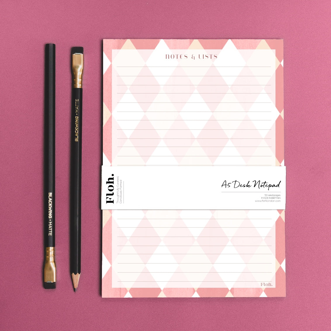 NEW! Ballet Pink & Rose (Harlequin) A5 Desk Pad (available for dispatch from July 2026)