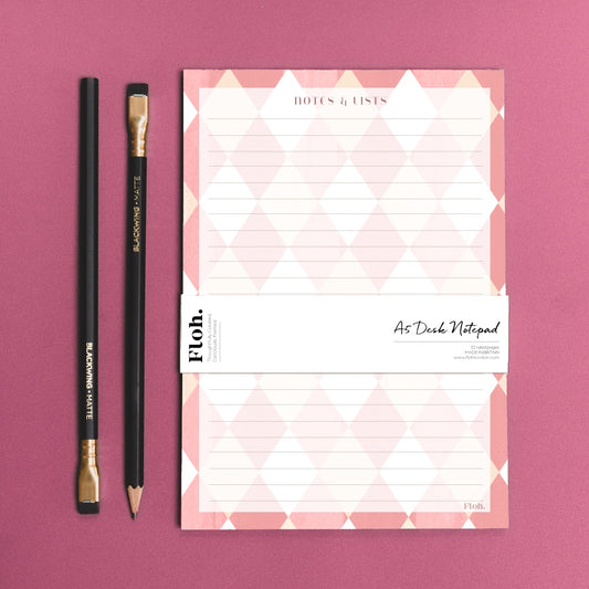 NEW! Ballet Pink & Rose (Harlequin) A5 Desk Pad (available for dispatch from July 2026)