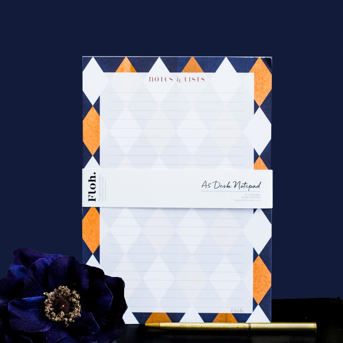 NEW! Cobalt & Ochre (Harlequin) A5 Desk Pad