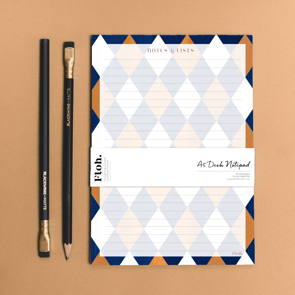 NEW! Cobalt & Ochre (Harlequin) A5 Desk Pad (available for dispatch from July 2026)