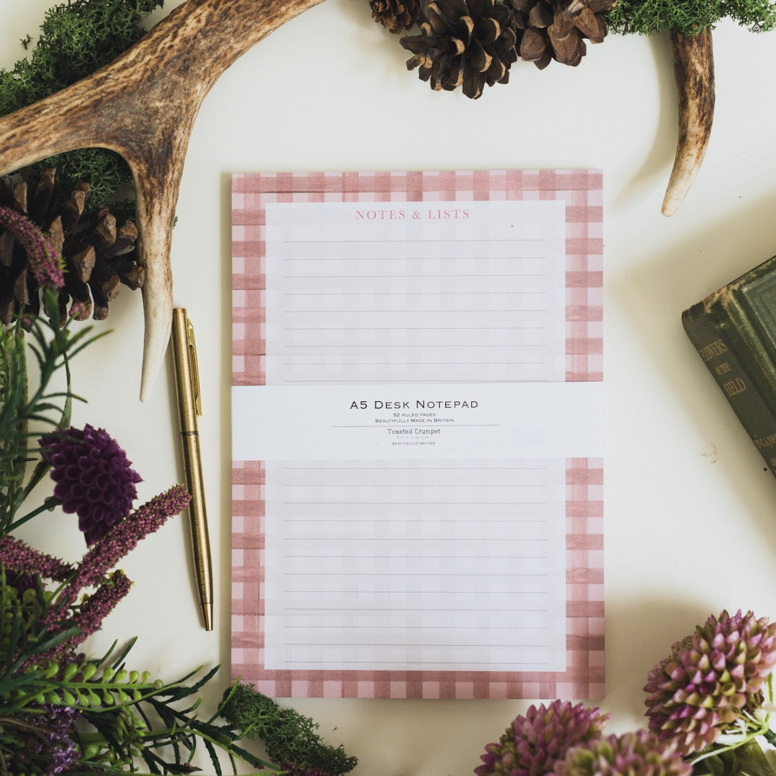 NEW! Heather (Check) A5 Desk Pad