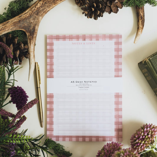 NEW! Heather (Check) A5 Desk Pad