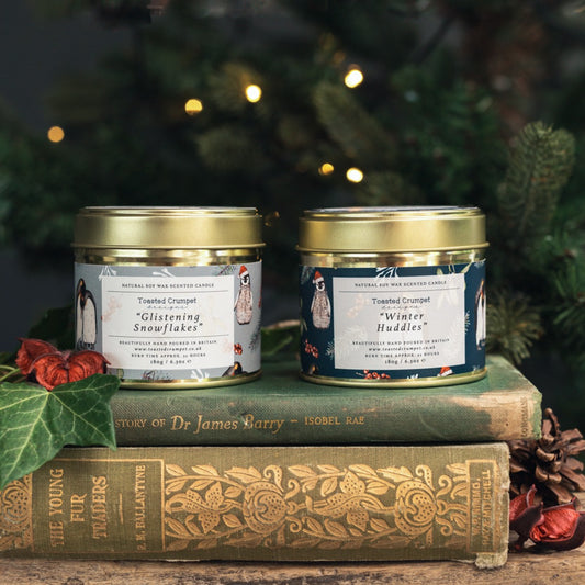 Winter Huddles Candle in a Matt Gold Tin