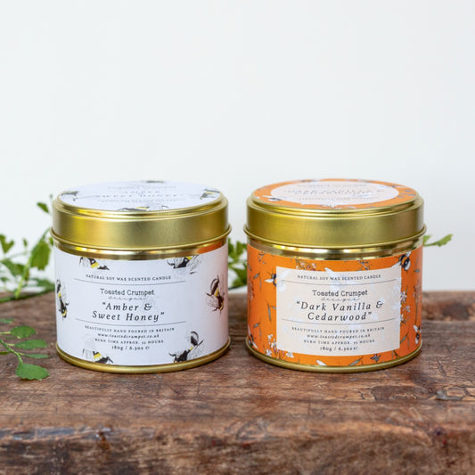 Dark Vanilla & Cedarwood Candle in a Matt Gold Tin