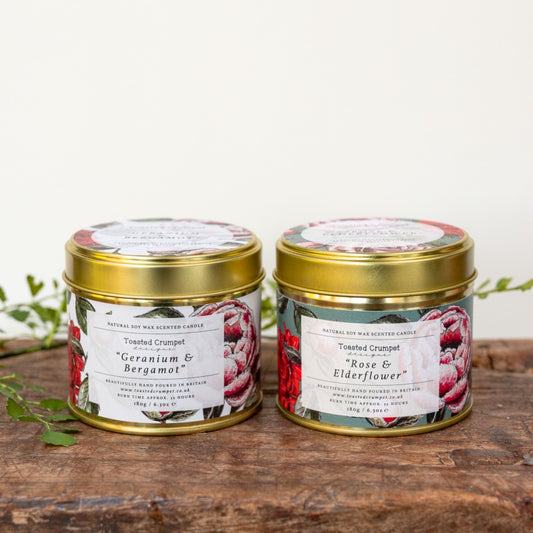 Rose & Elderflower Candle in a Matt Gold Tin