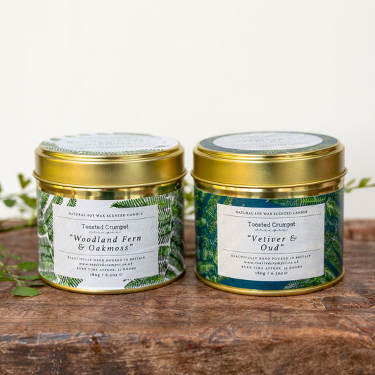 Vetiver & Oud Candle in a Matt Gold Tin