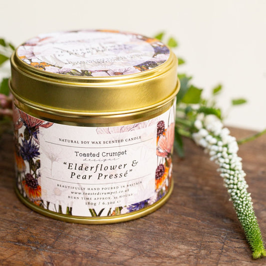 Elderflower & Pear Presse Candle in a Matt Gold Tin