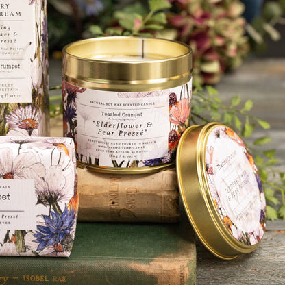 Elderflower & Pear Presse Candle in a Matt Gold Tin