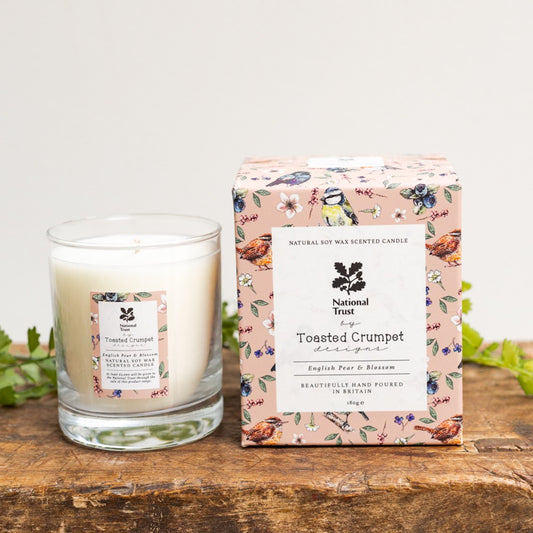 English Pear & Blossom (Garden Birds) Glass Candle