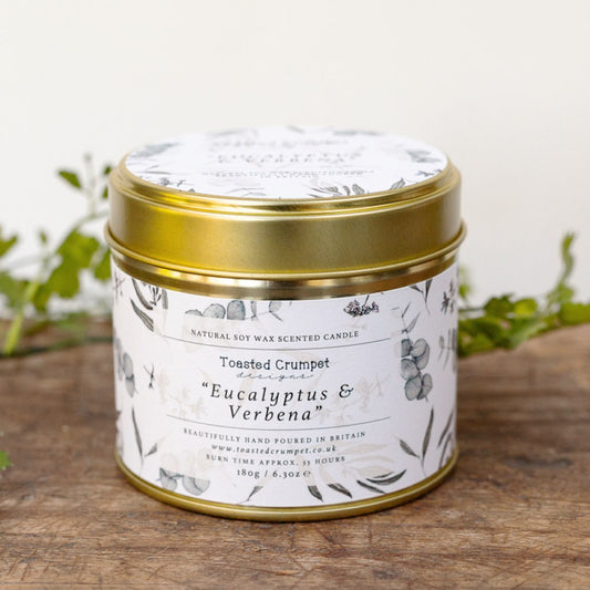 Eucalyptus & Verbena Candle in a Matt Gold Tin