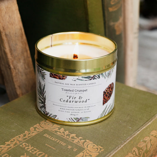 Fir & Cedarwood Candle in a Matt Gold Tin