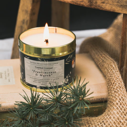 Frankincense & Myrrh Candle in a Matt Gold Tin