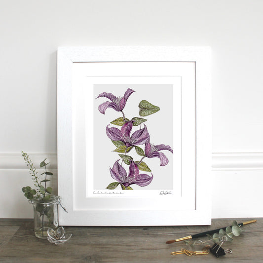 Clematis 10x12" Mounted Fine Art Print