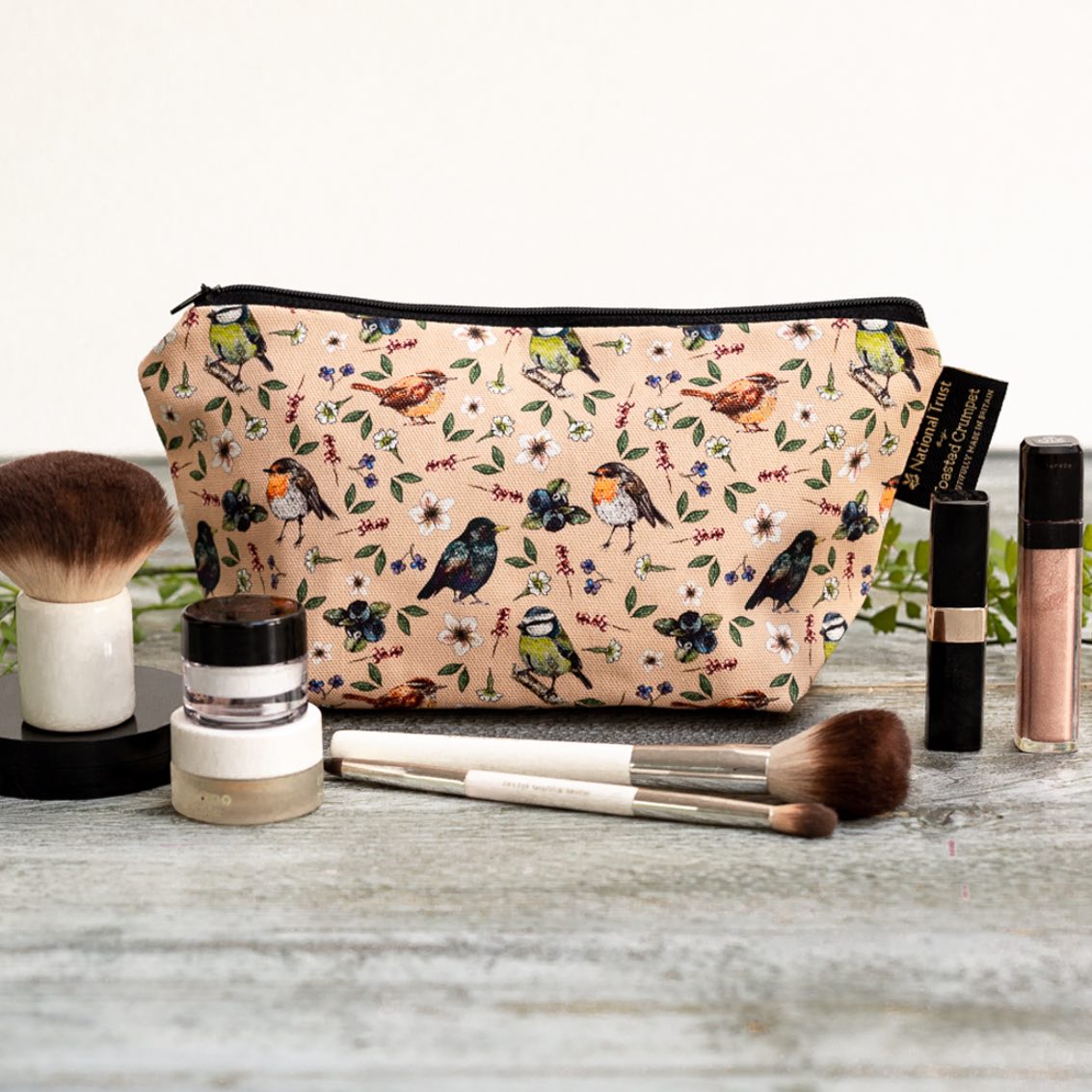 Garden Birds (Blush Pink) Makeup Bag