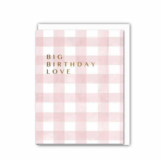 NEW! Big Birthday Love (Blush & White Check) Card (Cello-Free) (available for dispatch from July 2026)