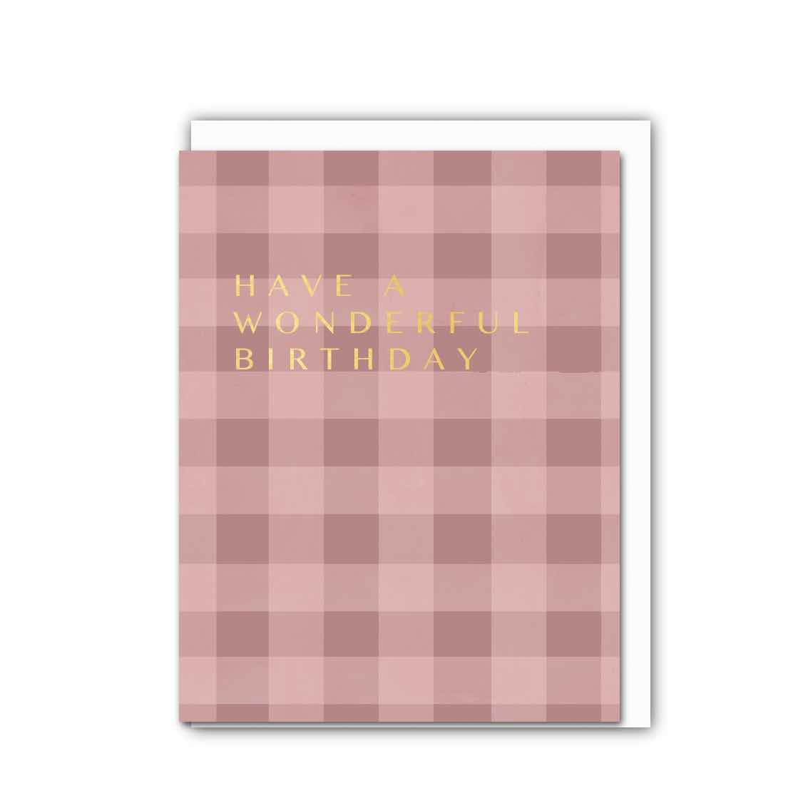 NEW! Wonderful Birthday (Blush Check) Card (Cello-Free) (available for dispatch from July 2026)