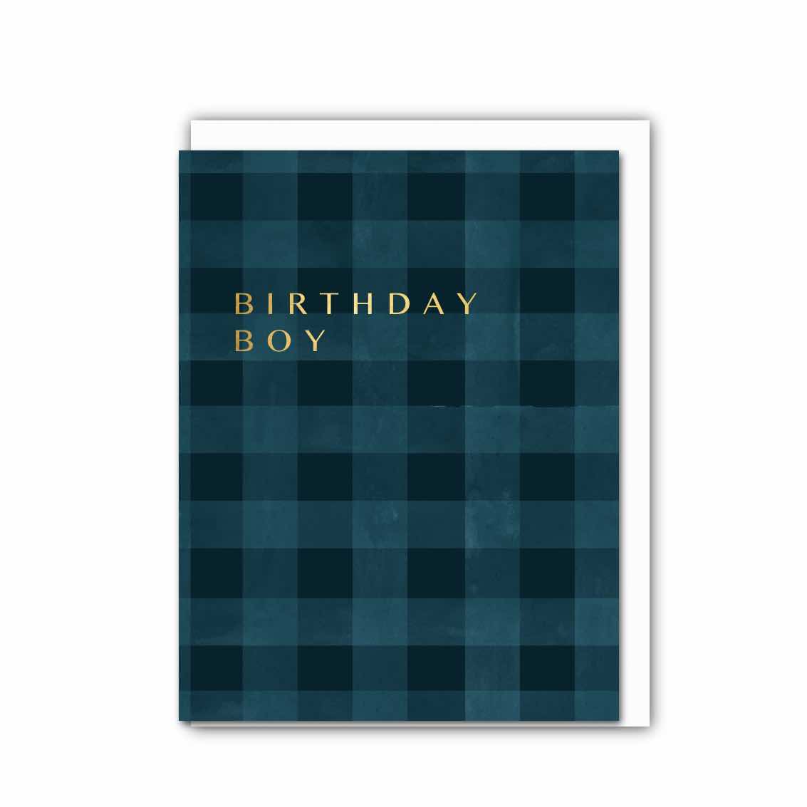NEW! Birthday Boy (Midnight Blue Check) Card (Cello-Free) (available for dispatch from July 2026)