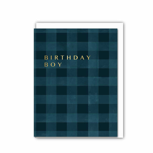 NEW! Birthday Boy (Midnight Blue Check) Card (Cello-Free) (available for dispatch from July 2026)