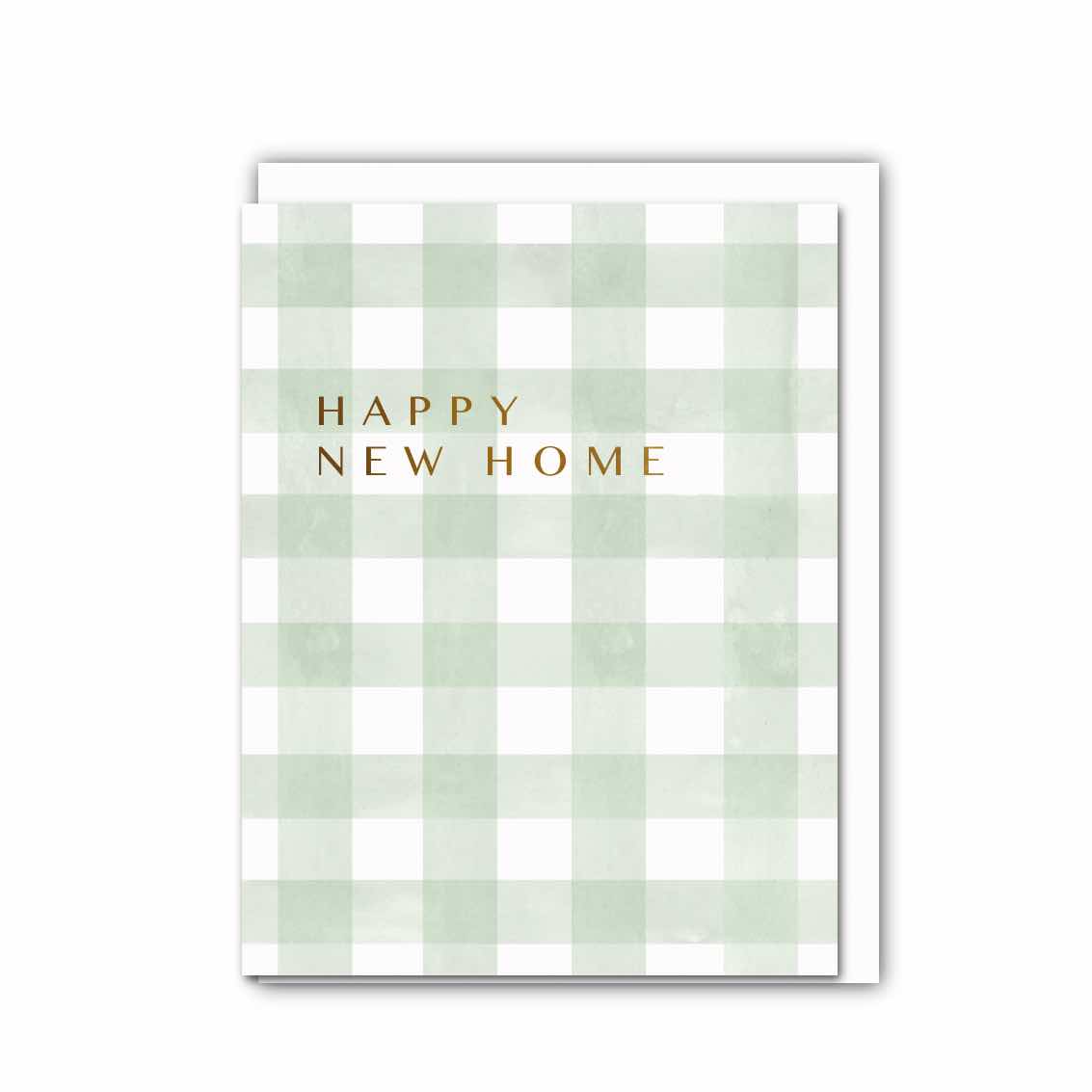 NEW! Happy New Home (Olive & White Check) Card (Cello-Free) (available for dispatch from July 2026)