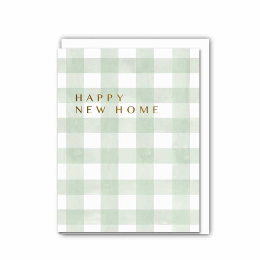 NEW! Happy New Home (Olive & White Check) Card (Cello-Free) (available for dispatch from July 2026)