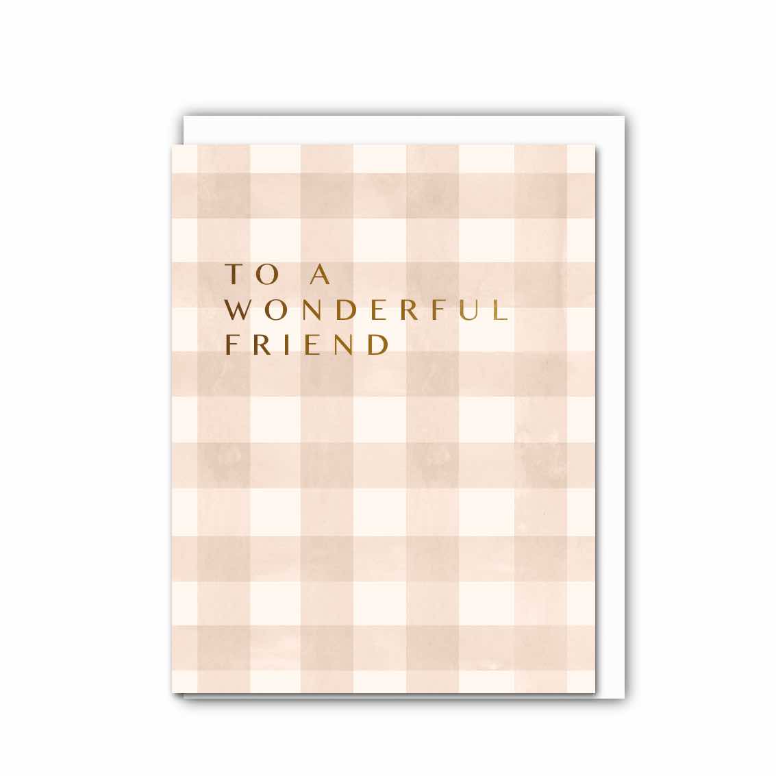 NEW! Wonderful Friend (Apricot & White Check Card (Cello-Free) (available for dispatch from July 2026)