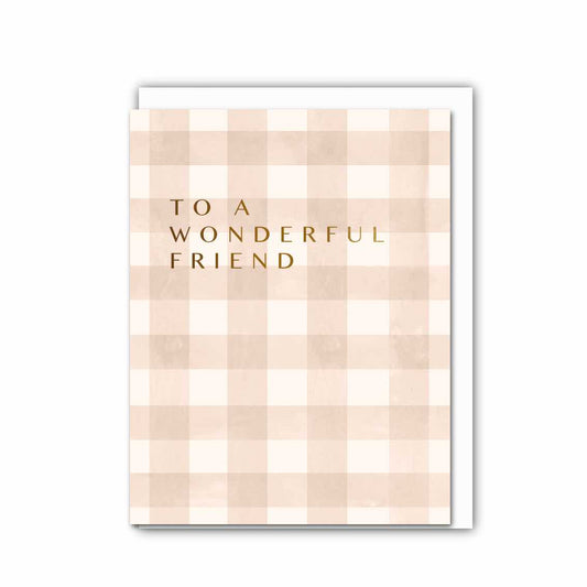 NEW! Wonderful Friend (Apricot & White Check Card (Cello-Free) (available for dispatch from July 2026)