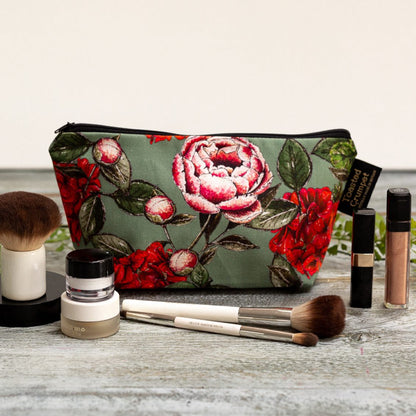 In Full Bloom (Vintage Green) Makeup Bag