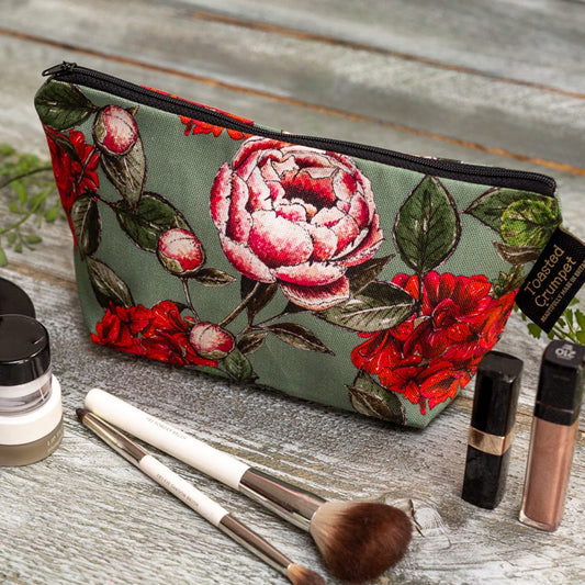 In Full Bloom (Vintage Green) Makeup Bag