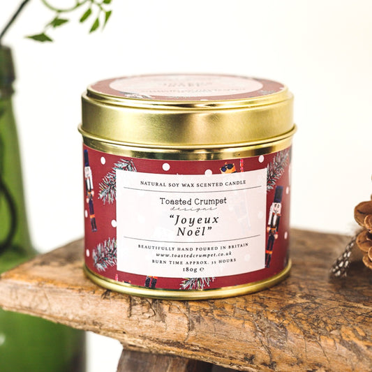 Joyeux Noel Candle in a Matt Gold Tin