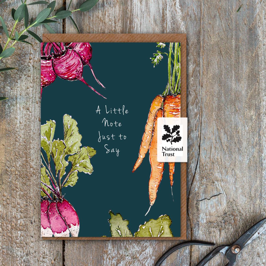 A Little Note Just to Say (Garden Vegetables Noir) Card (Cello-Free)