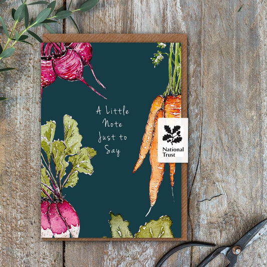 A Little Note Just to Say (Garden Vegetables Noir) Card (Cello-Free)