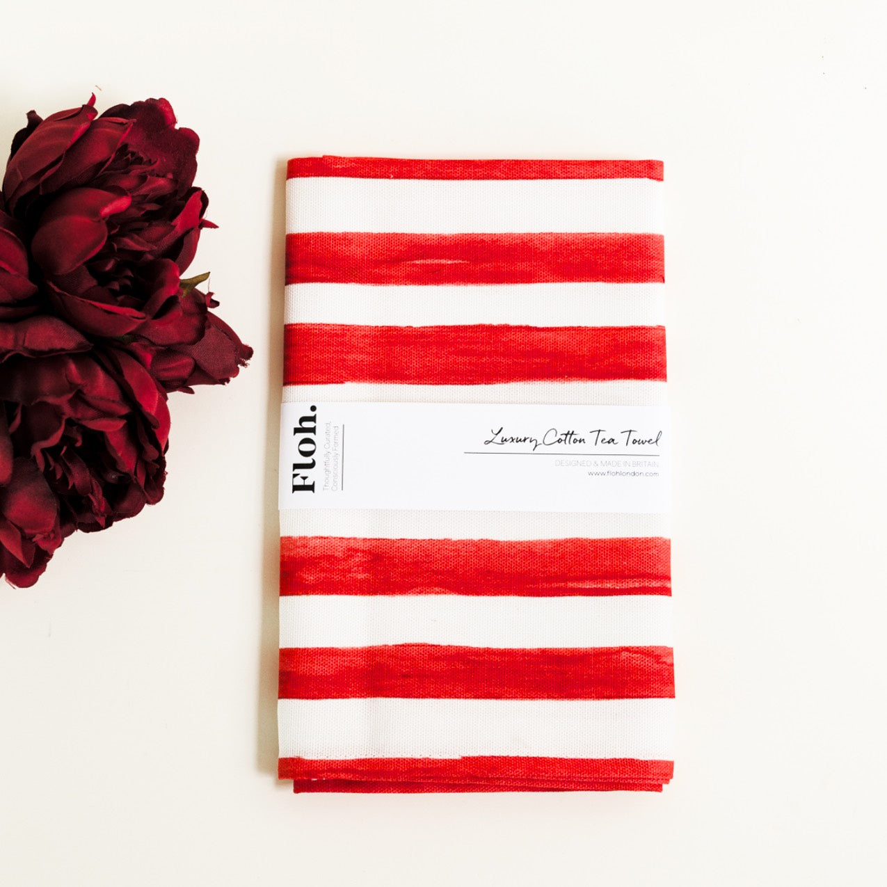 NEW! Crimson (Stripes) Tea Towel (available for dispatch from August 2026)