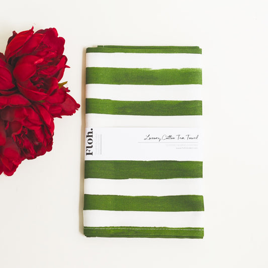 NEW! Forest Green (Stripes) Tea Towel (available for dispatch from August 2026)