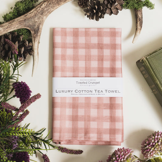 NEW! Heather Blush (Check) Tea Towel