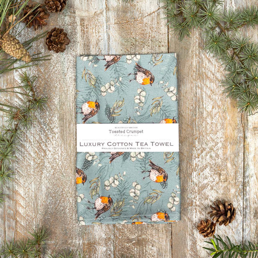 Robin & Eucalyptus (Blue) Tea Towel