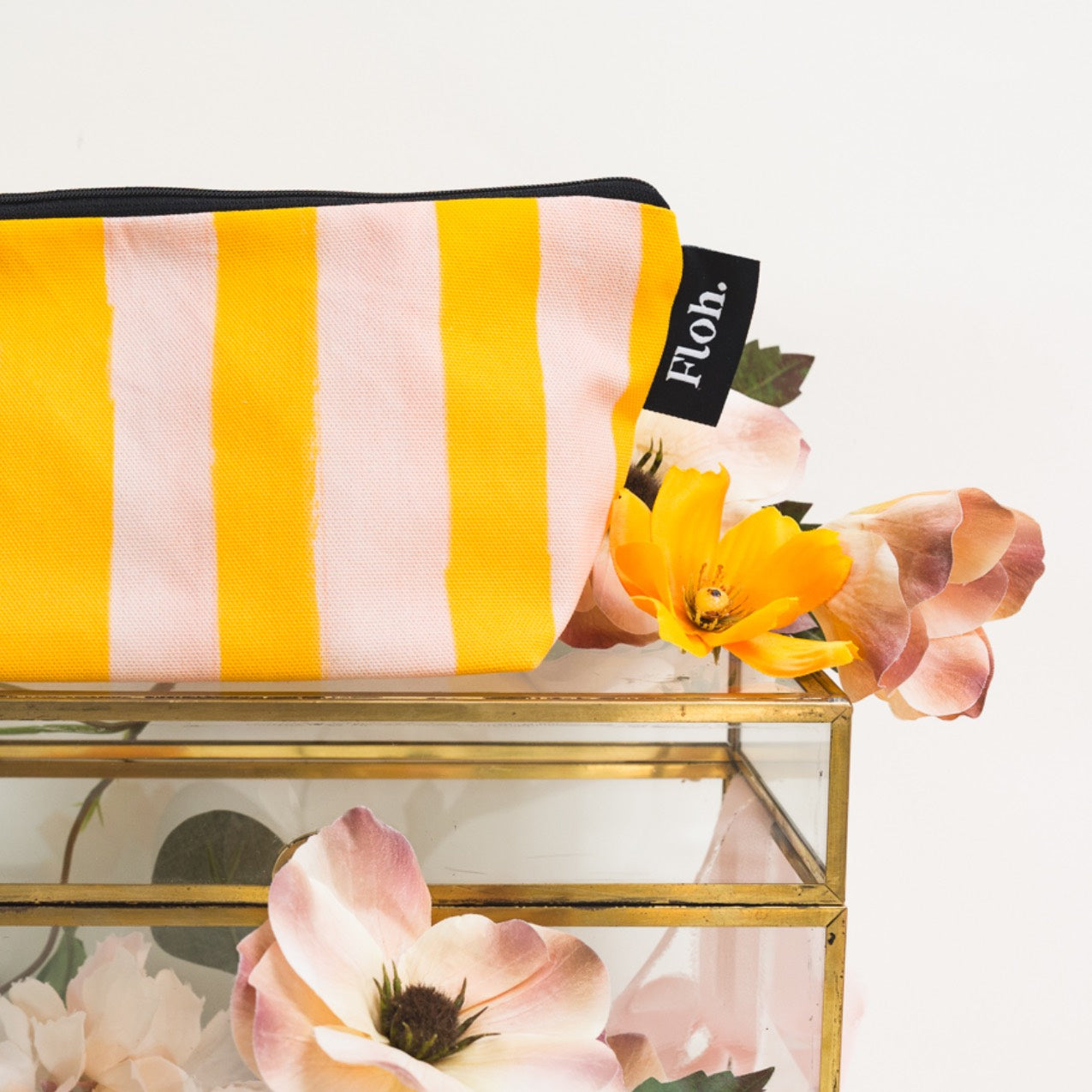NEW! Peach & Mango (Stripes) Makeup Bag