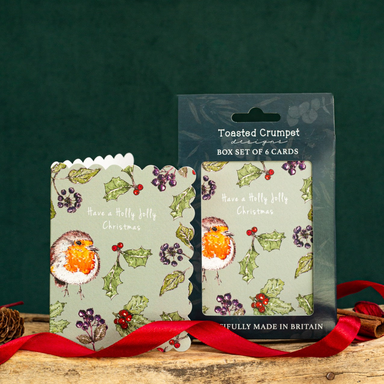 Holly Jolly Christmas (Sage Green) Set of 6 Cards (available for dispatch from August 2026)
