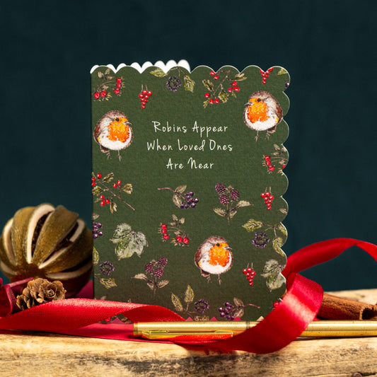 NEW! Robins Appear (Dark Green) Card (Cello-Free) (available for dispatch from August 2026)